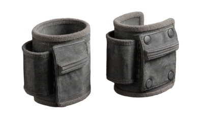 Two gray wrist wraps with pockets and fasteners