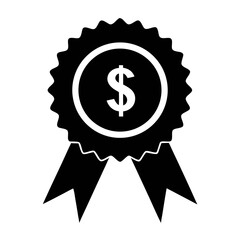 Dollar sign award badge vector illustration for business success and financial achievement concept