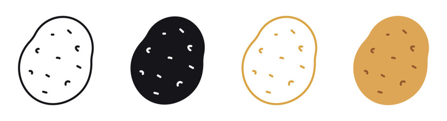 Potato icon set. Vegetable food sign. Diet nutrition symbol. Vector illustration .