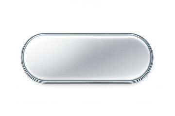 Glossy silver rounded rectangular button with metallic border on a transparent background, perfect for web design and user interfaces