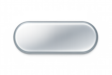 Glossy silver rounded rectangular button with metallic border on a transparent background, perfect for web design and user interfaces