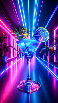 Iced Cold Electric Martini Elixirs in the Neon Mirage