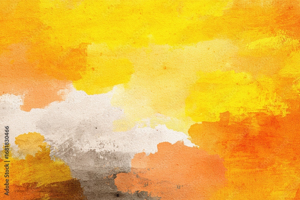 Poster vibrant abstract artwork displaying hues of yellow, orange, and white in a dynamic and energetic com