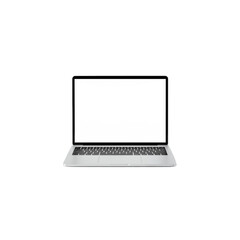 Fototapeta premium Modern open laptop with blank screen displaying a digital interface or website mockup transparent background