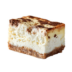 Delicious cheesecake slice isolated on transparent background