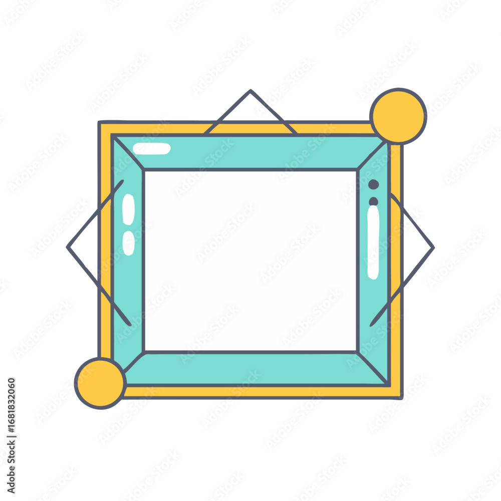 Poster geometric turquoise and gold frame with triangle and circle elements illustration