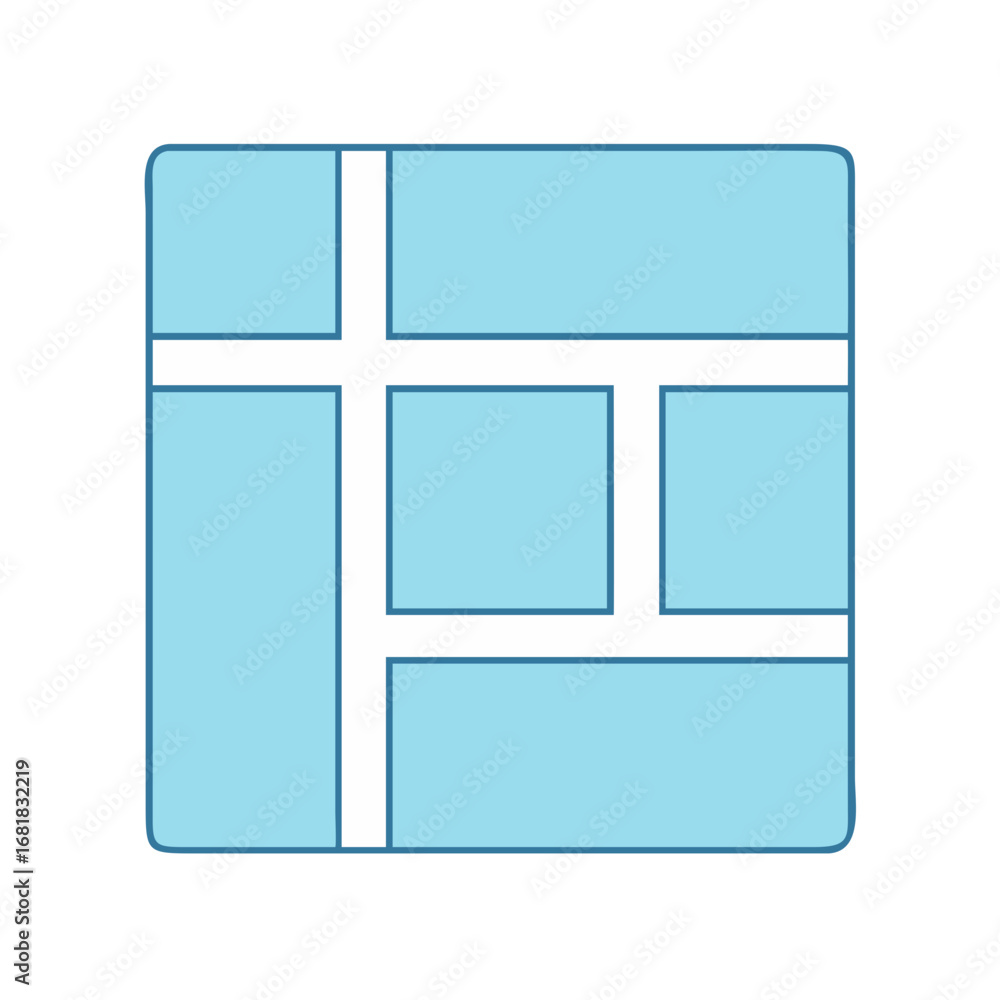 Poster geometric shapes and blocks forming an abstract square design with lines