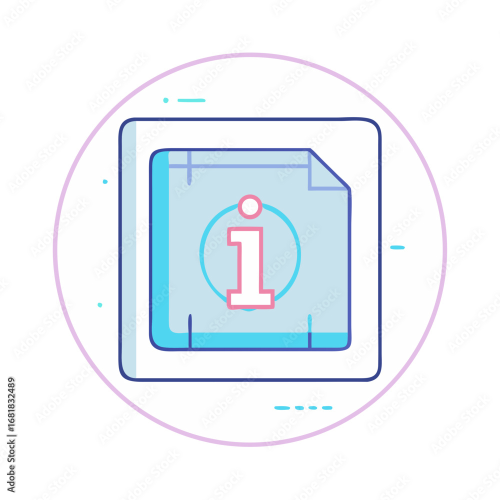 Poster illustrated information icon with soft colors within a circular border