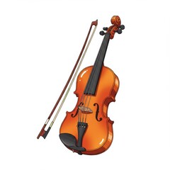 Fototapeta premium Orange Violin and Bow Illustration
