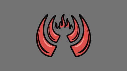 Bold abstract crimson wings with fiery crown emblem against a neutral backdrop