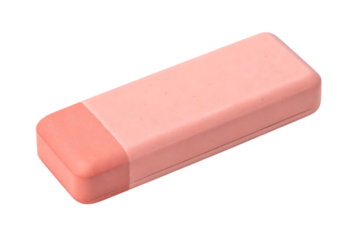 Pink eraser for school or office use on transparent background