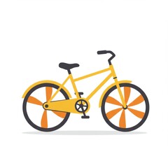 Fototapeta premium Yellow Bicycle with Orange Wheels Illustration