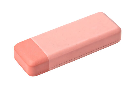 Pink eraser for school or office use on transparent background