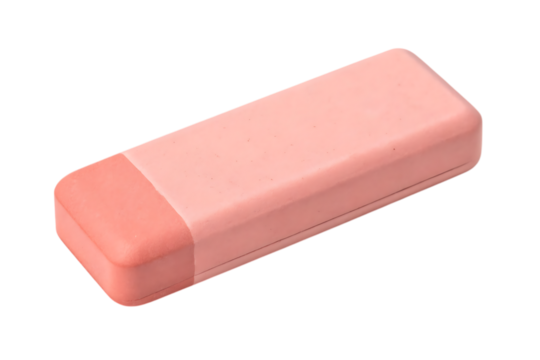 Pink eraser for school or office use on transparent background