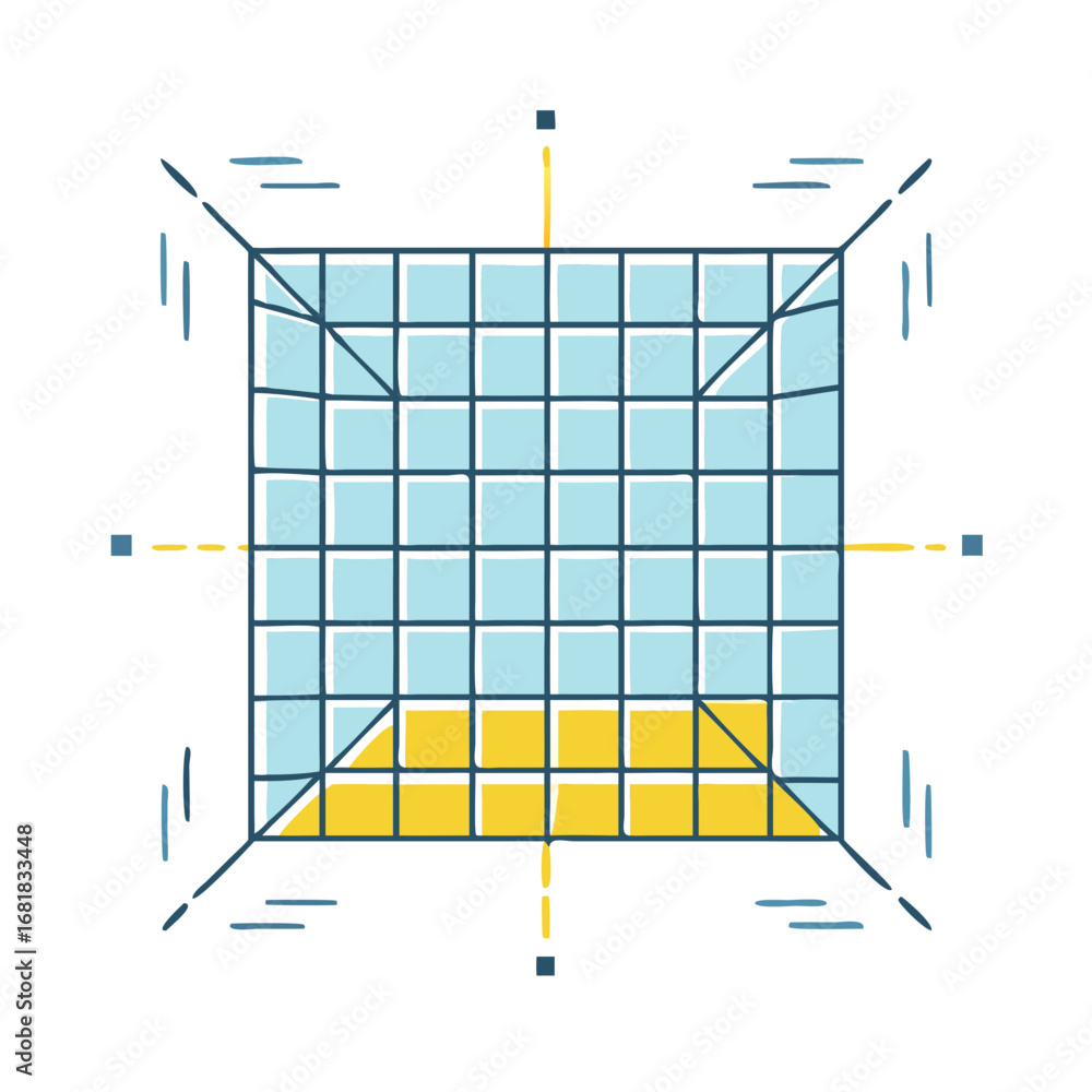 Aufkleber abstract design featuring a grid pattern with yellow and blue squares