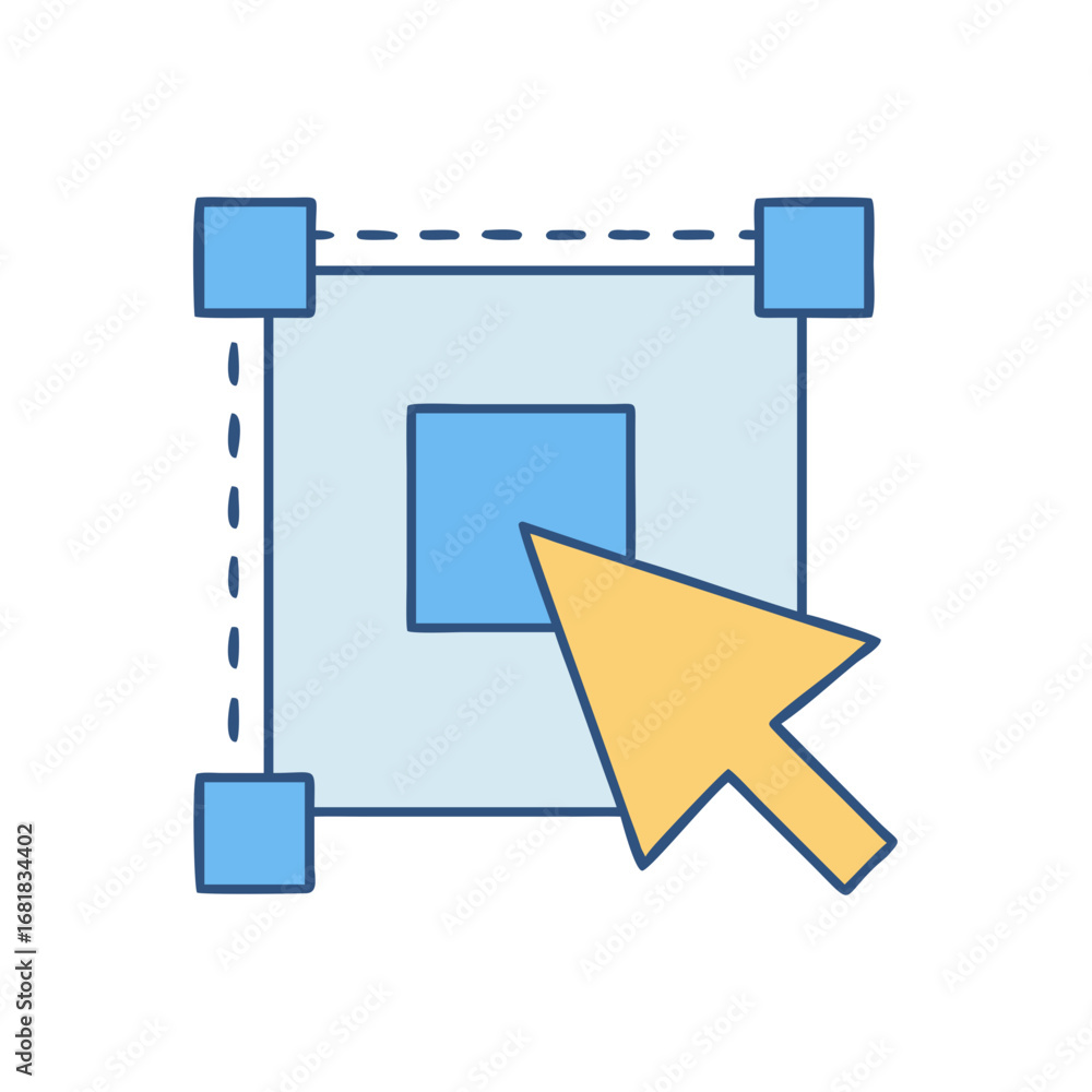 Aufkleber cursor clicking on a selected area of an image for editing purpose