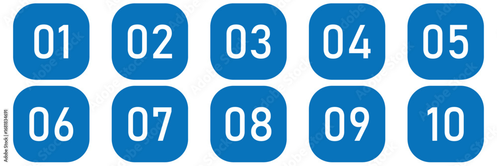 Poster button numbers. number, from 1 to 9, flat design isolated vector. typography set of rounds 1 to 10 n