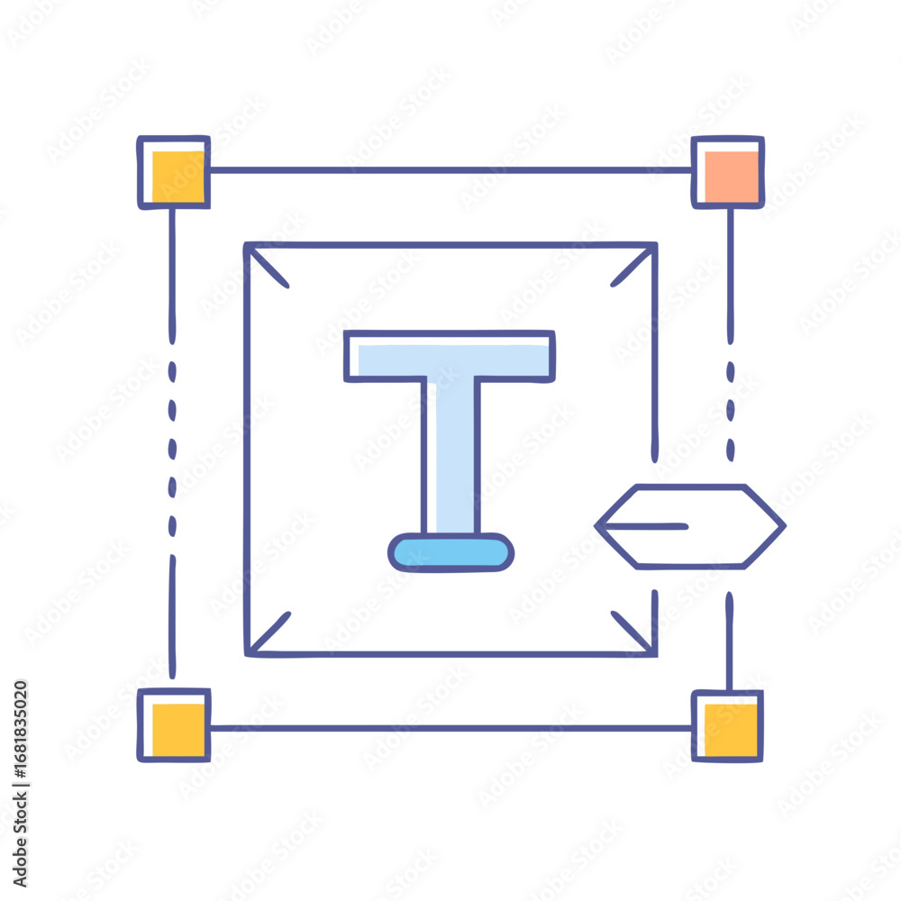 Poster blue letter t centered in conceptual block diagram of interconnected systems