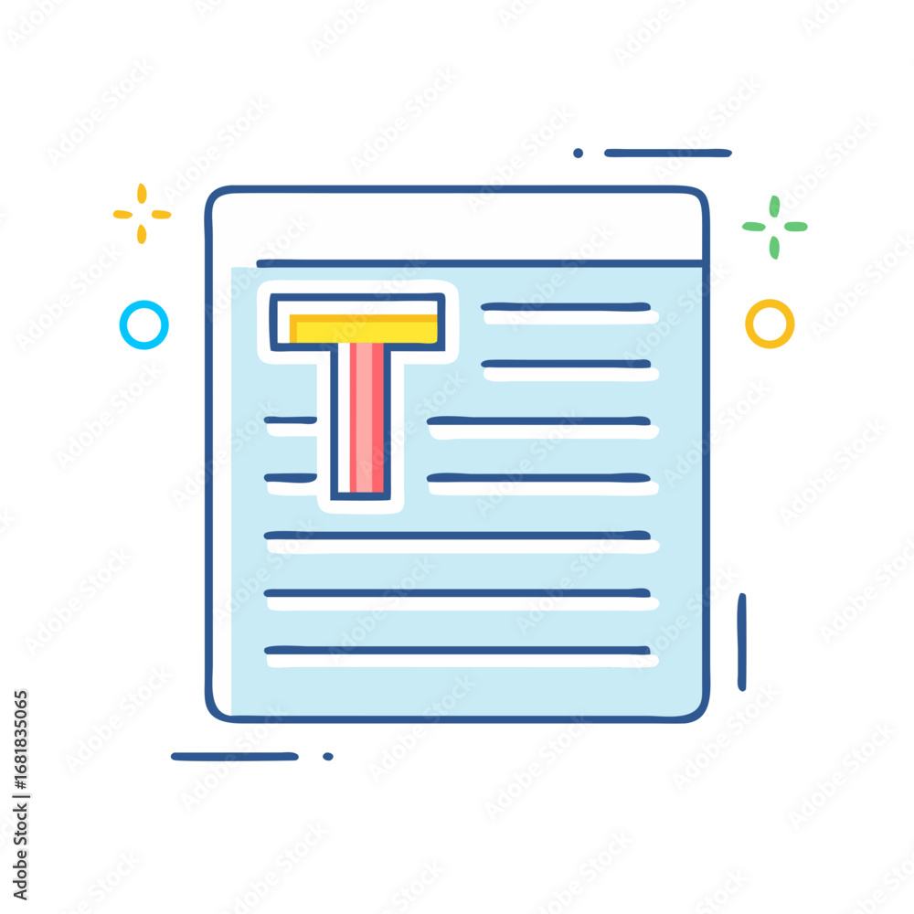 Poster colorful website mock up icon with header and paragraph text blocks