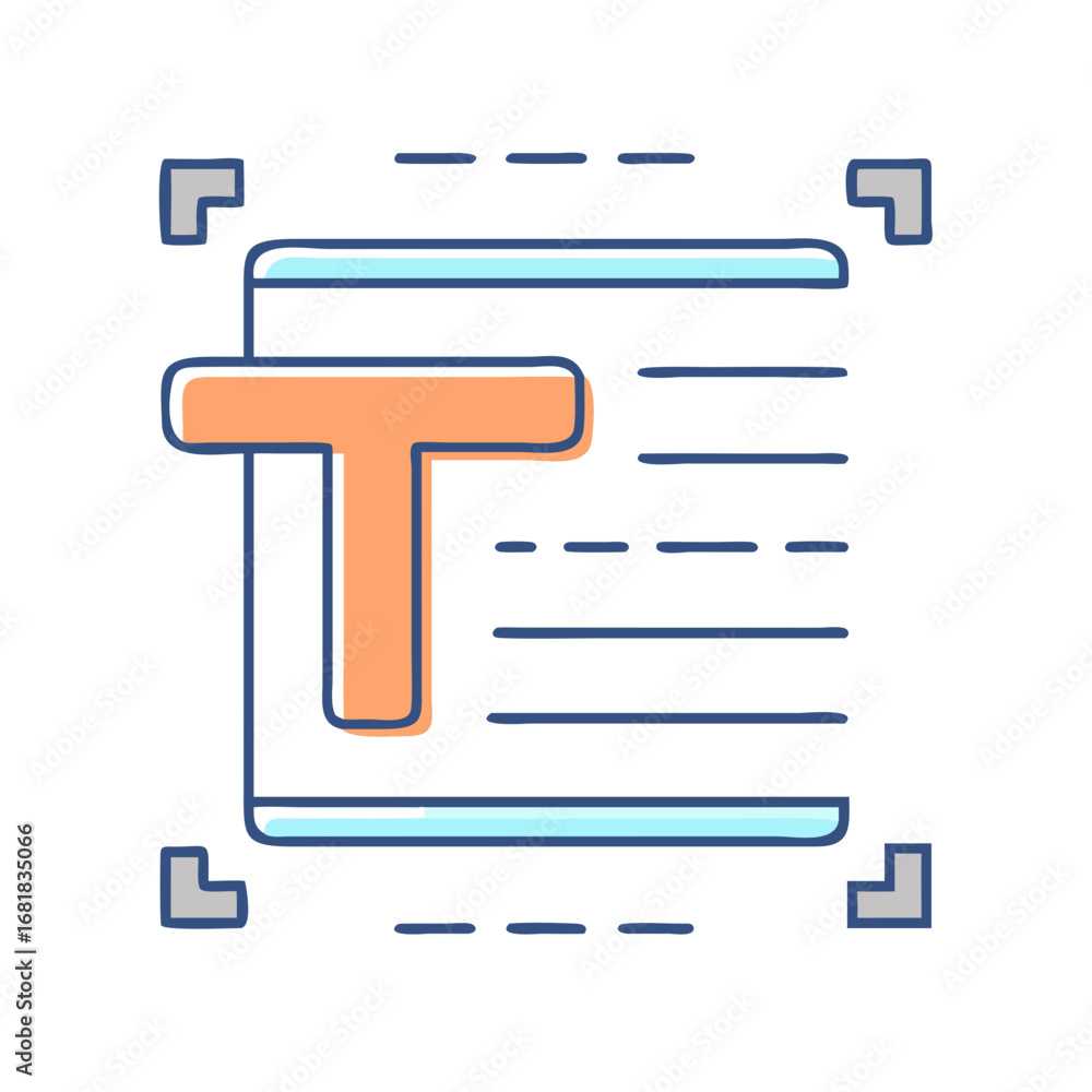 Aufkleber text tool icon for graphic design and typography projects illustration vector