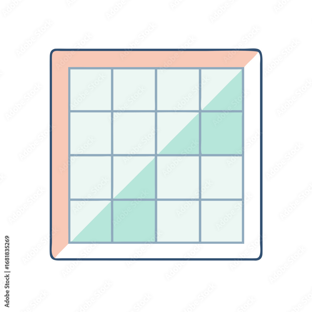 Aufkleber stylized illustration of a grid pattern with diagonal color division and border
