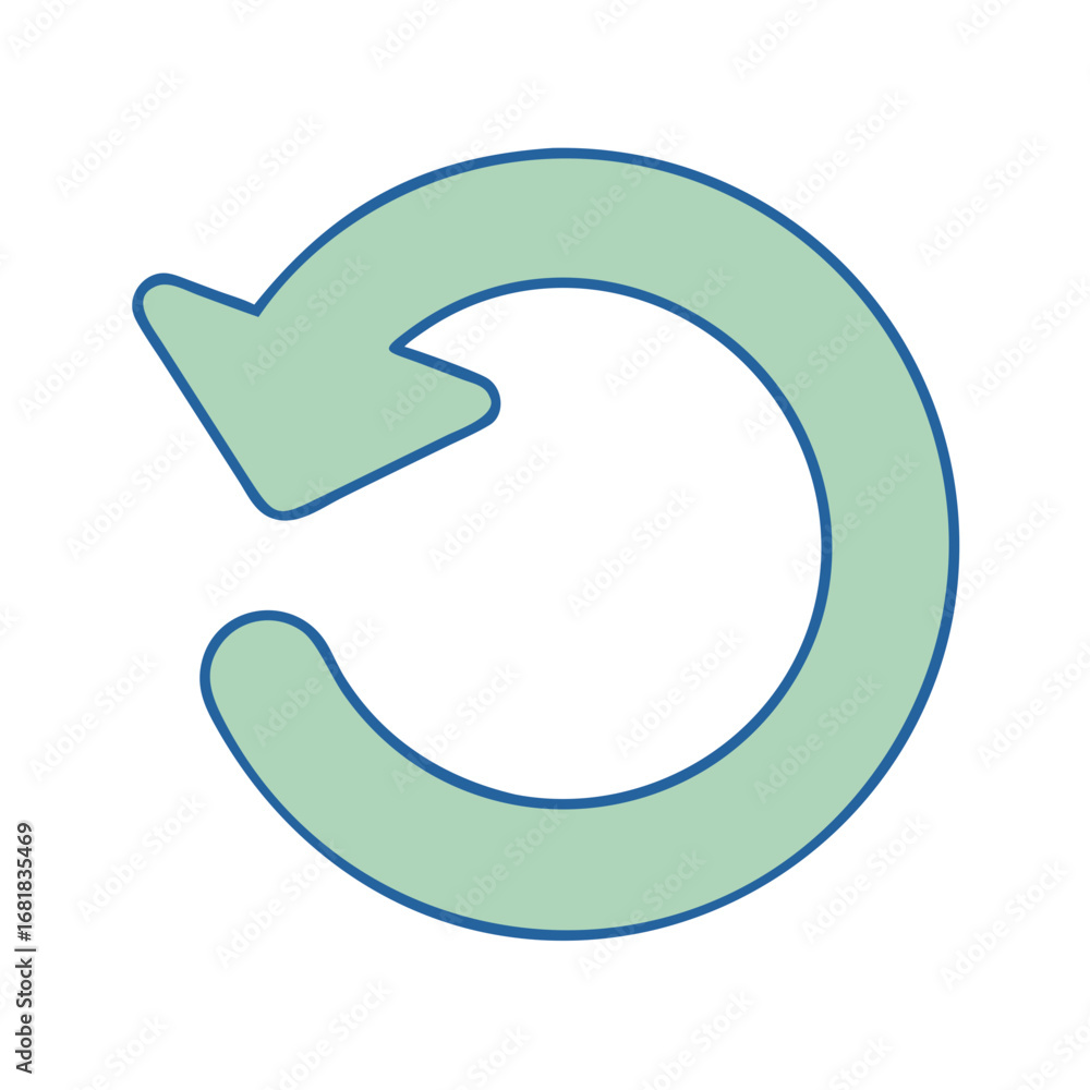 Poster circular light green arrow icon indicating refresh, repeat or redo functions