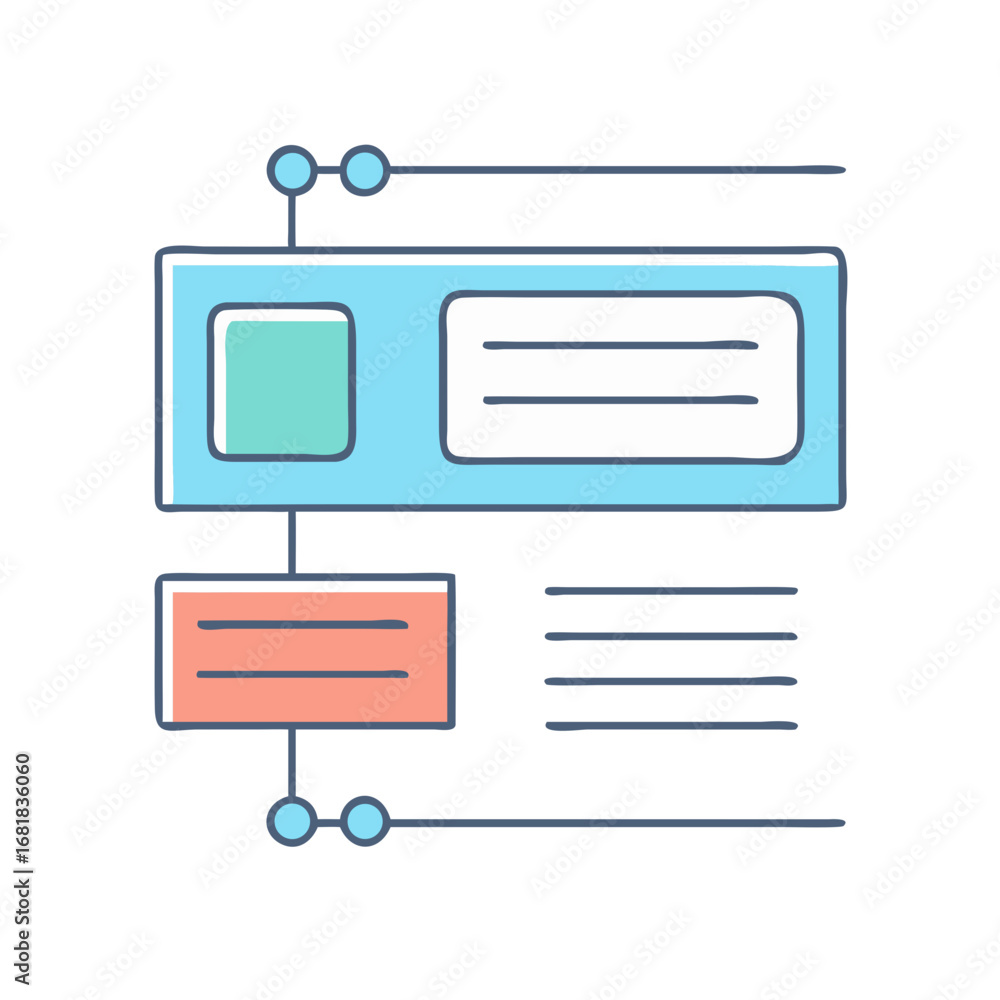 Poster infographic flowchart diagram representing a process or structure in outline style