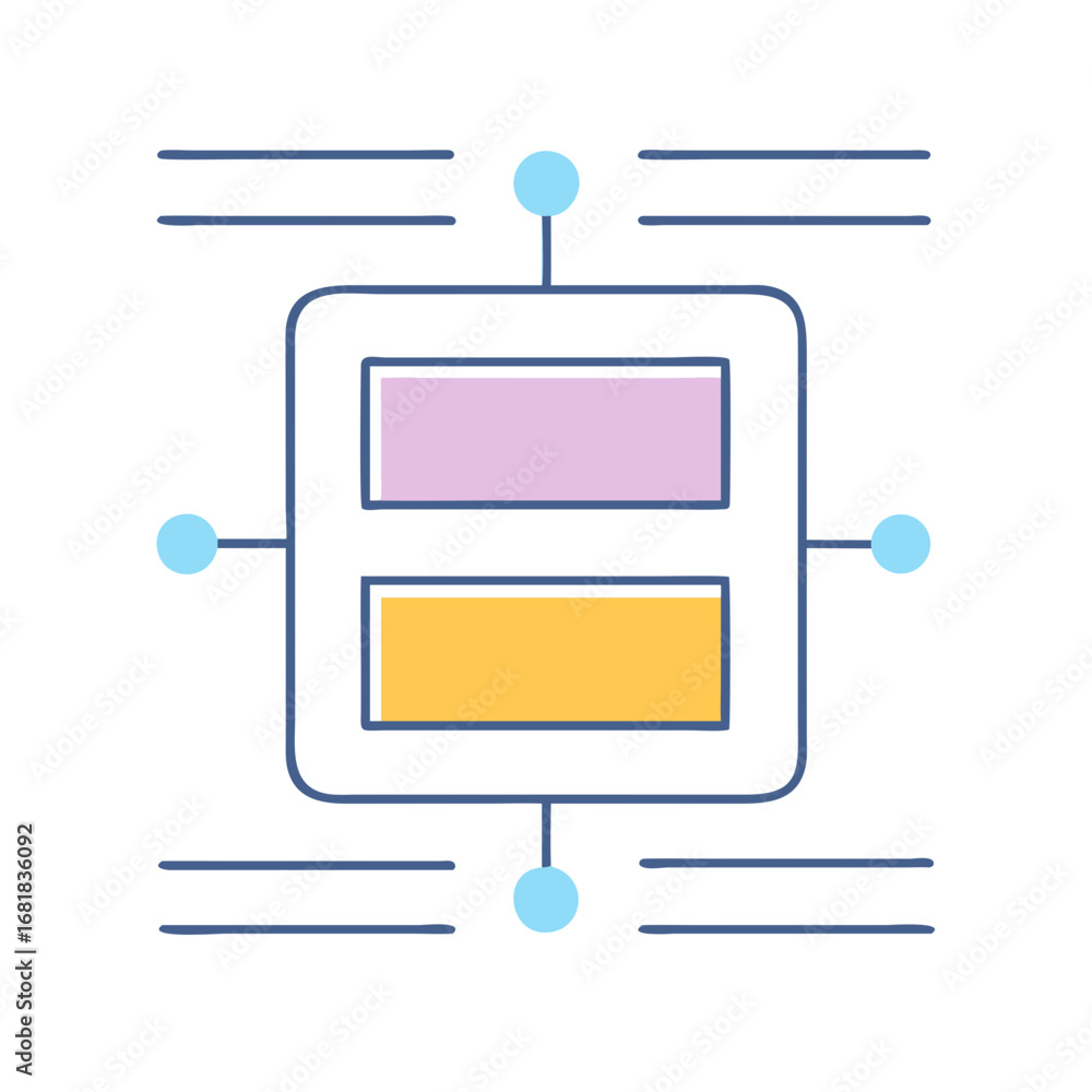Poster flowchart depicting a process with two primary steps and connections to external factors