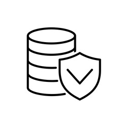 Database storage with security shield and check mark icon  icon