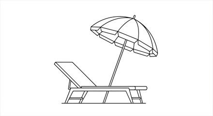 Beach umbrella and chair for relaxation and summer vacation