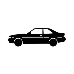 Obraz premium Black Coupe Silhouette on White Background