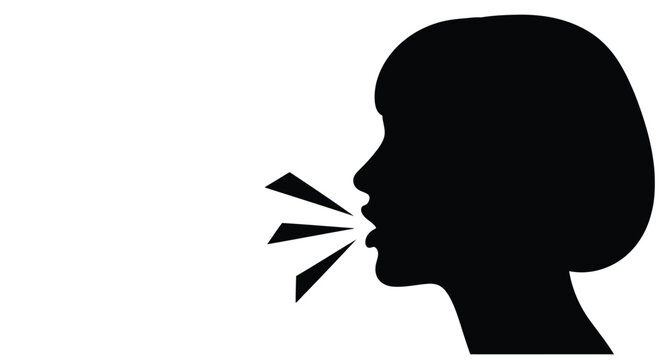 Silhouette of a person speaking or talking