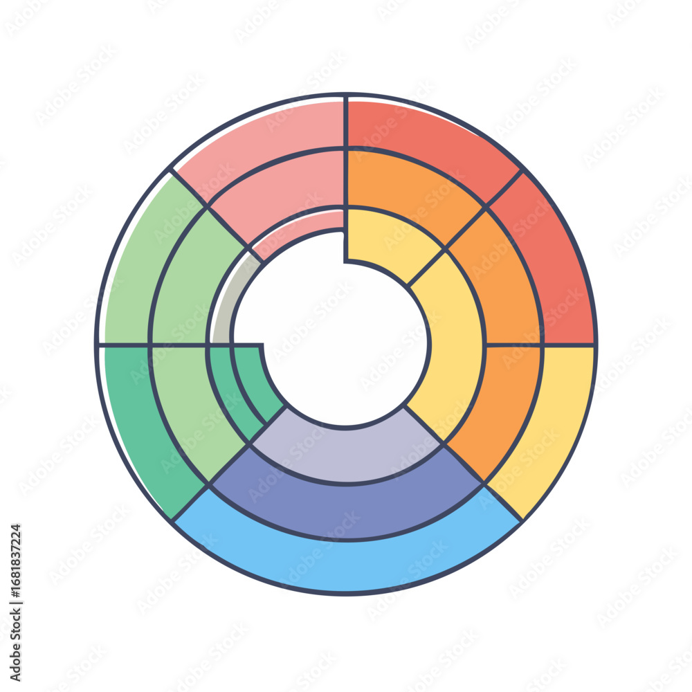 Poster Colorful circular diagram with segments and a central empty area design