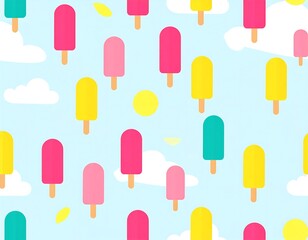 Popsicles in a summer sky pattern.  Simple, colorful