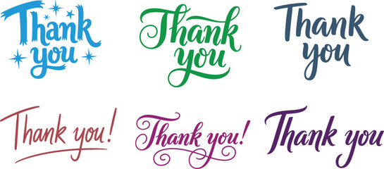 Fototapeta premium Thank you card template vector images and calligraphy thank you