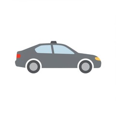 Naklejka premium Grey Sedan with Roof Light, Side View Illustration