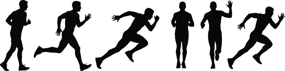 Running silhouettes marathon sprint race athletes fitness training