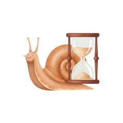 Cute Snail Carrying Hourglass Illustration