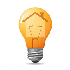 Yellow Lightbulb with House Silhouette Illustration