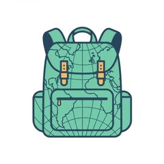 Green Backpack with World Map Design