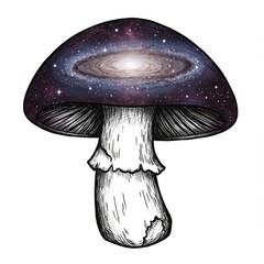 Cosmic Mushroom Galaxy Illustration