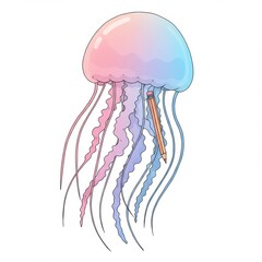 Pastel Pink And Blue Jellyfish Illustration