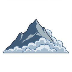 Pixel Art Mountain Peak in Blue and Grey Hues