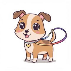 Cute Brown and White Puppy Cartoon Illustration