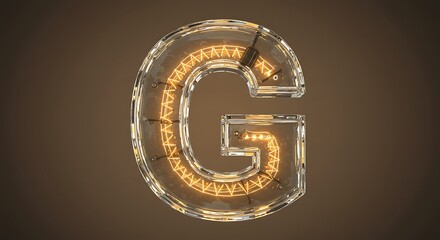 Luminous letter G with a vintage bulb aesthetic creating a captivating glow effect