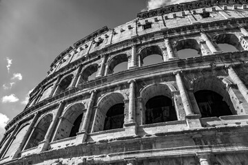 Exterior view of the ancient Roman Colloseum in Rome