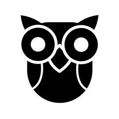 Smart owl head glyph - vector icon