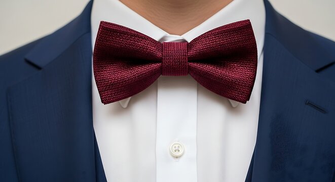 Man in Blue Suit with Burgundy Bow Tie.