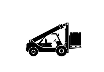 Modern forklift efficiently lifts cargo box, symbolizing logistics and industrial operations