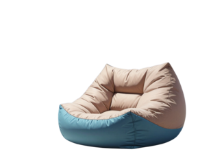 3d cozy Bean Bag Sofa with Cushions Isolated on Transparent Background